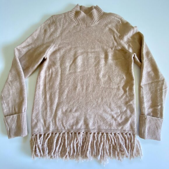 Lee Cozy Fringed Hem Fawn Sweater Sz M - Picture 4 of 11